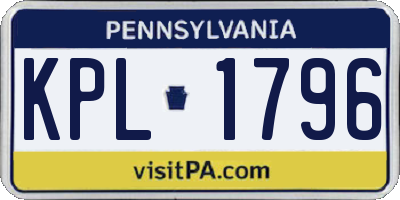 PA license plate KPL1796