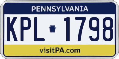 PA license plate KPL1798