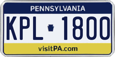 PA license plate KPL1800
