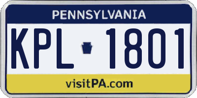 PA license plate KPL1801