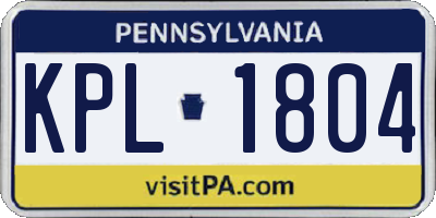PA license plate KPL1804