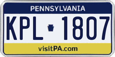 PA license plate KPL1807