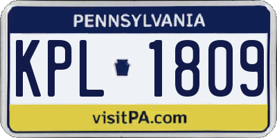 PA license plate KPL1809