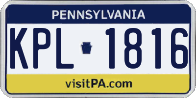 PA license plate KPL1816