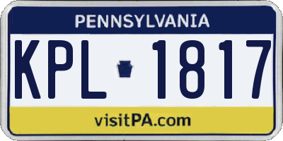 PA license plate KPL1817