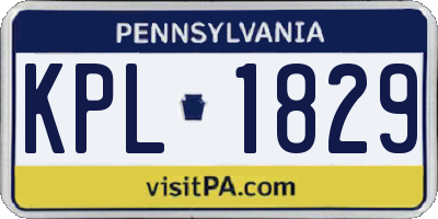 PA license plate KPL1829