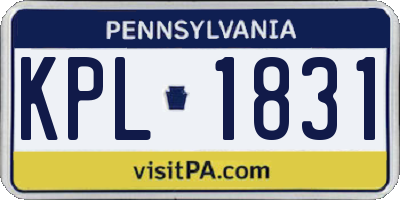 PA license plate KPL1831