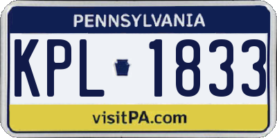 PA license plate KPL1833