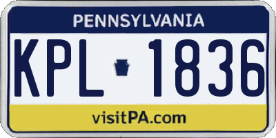 PA license plate KPL1836