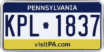 PA license plate KPL1837