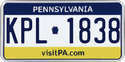 PA license plate KPL1838