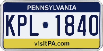 PA license plate KPL1840