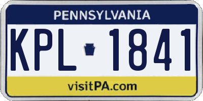 PA license plate KPL1841
