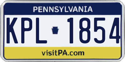 PA license plate KPL1854