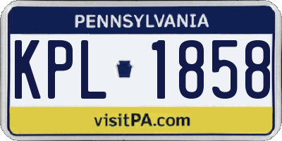 PA license plate KPL1858