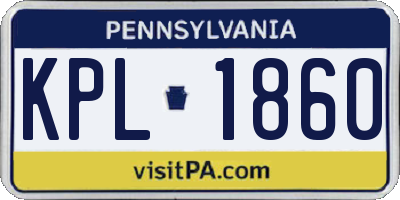 PA license plate KPL1860