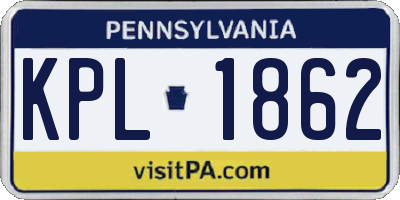 PA license plate KPL1862