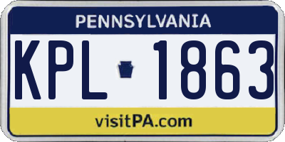 PA license plate KPL1863