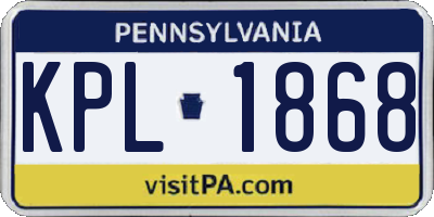PA license plate KPL1868