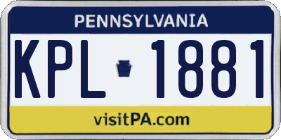 PA license plate KPL1881