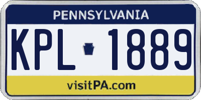 PA license plate KPL1889