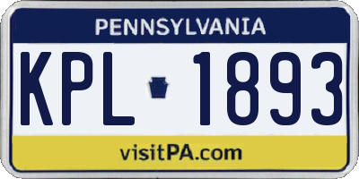 PA license plate KPL1893