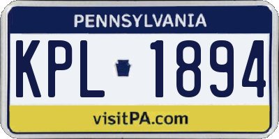 PA license plate KPL1894