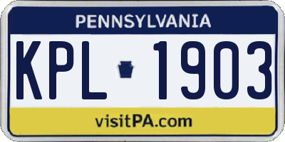 PA license plate KPL1903