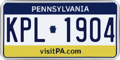 PA license plate KPL1904
