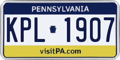 PA license plate KPL1907