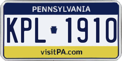 PA license plate KPL1910