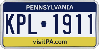PA license plate KPL1911