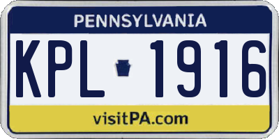PA license plate KPL1916