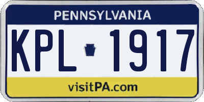 PA license plate KPL1917