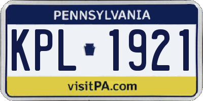 PA license plate KPL1921