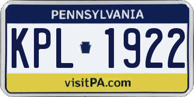 PA license plate KPL1922