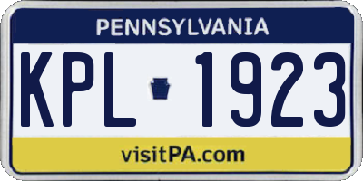 PA license plate KPL1923