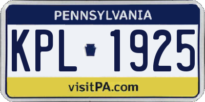 PA license plate KPL1925