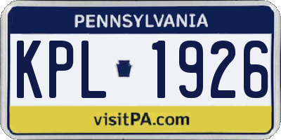 PA license plate KPL1926