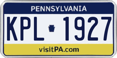 PA license plate KPL1927