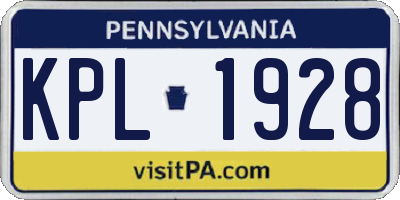 PA license plate KPL1928