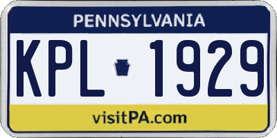 PA license plate KPL1929