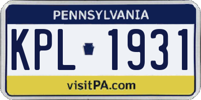 PA license plate KPL1931