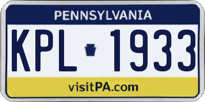 PA license plate KPL1933
