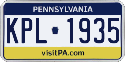 PA license plate KPL1935