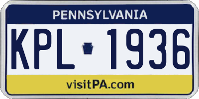 PA license plate KPL1936