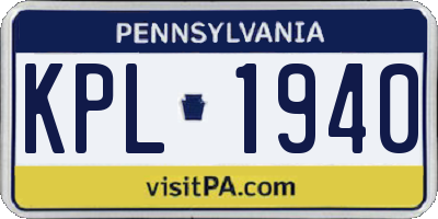 PA license plate KPL1940