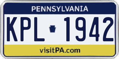 PA license plate KPL1942