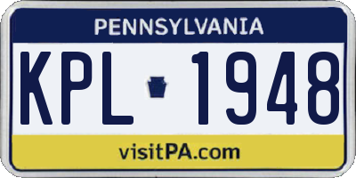 PA license plate KPL1948