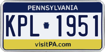PA license plate KPL1951